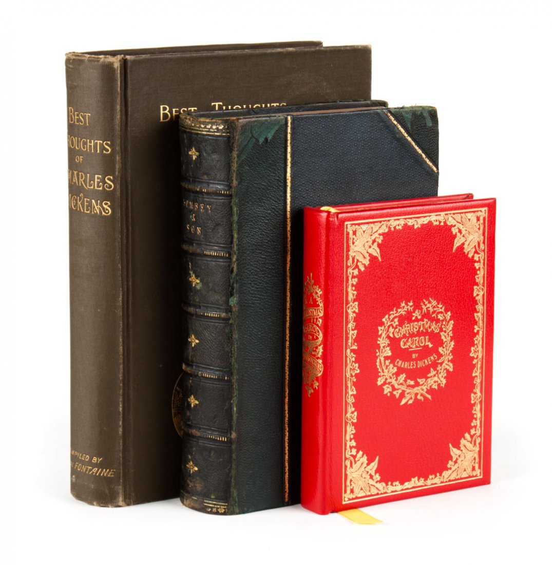 [Literature] Dickens; Dombey & Son, 1st ed.: Charles Dickens, Dombey and Son (London: Bradbury & Evans, 1848) 8vo., bound from the original serial parts, half green pebbled morocco, cloth; together with A Christmas Carol, facsimile edition (#602