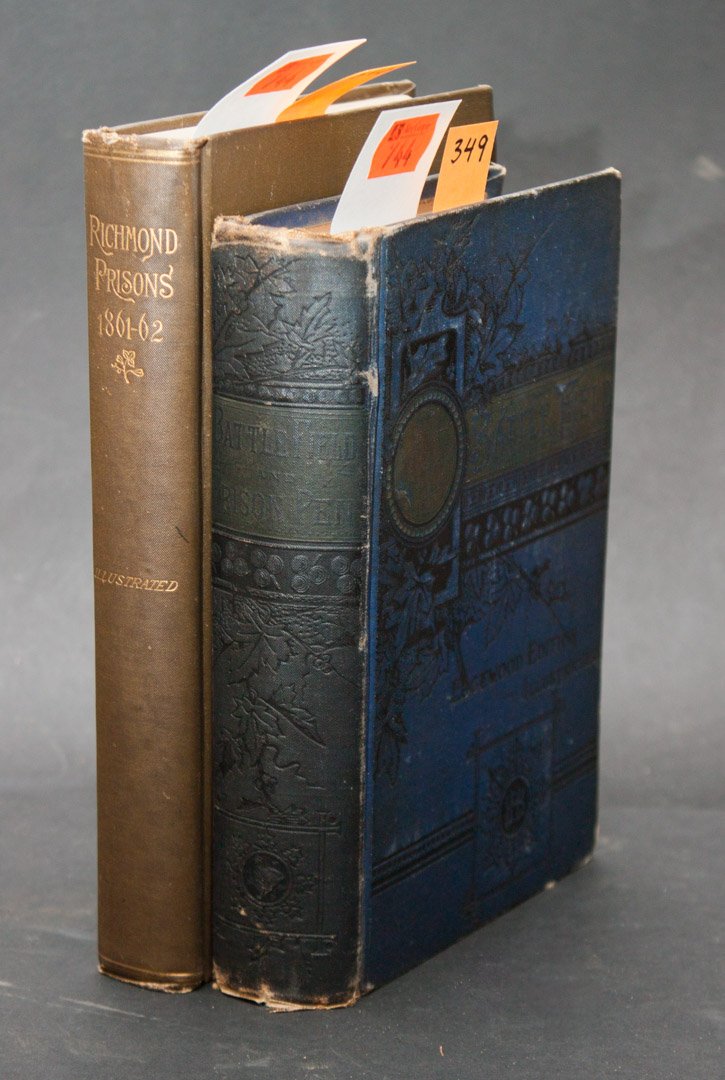 [Civil War] Two titles on Confederate prisons: including: W. Jeffrey, Richmond Prisons, 1861 - 1862 (St. Johnsbury, VT: 1893); J. Urban, Battle Field and Prison Pen (Hubbard Bros., 1862); both 8vo, cloth