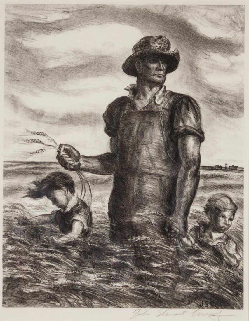 John Steuart Curry "Our Good Earth," lithograph: (American, 1897-1946). Signed "John Steuart Curry" lr, 12 3/4 x 10 in., framed