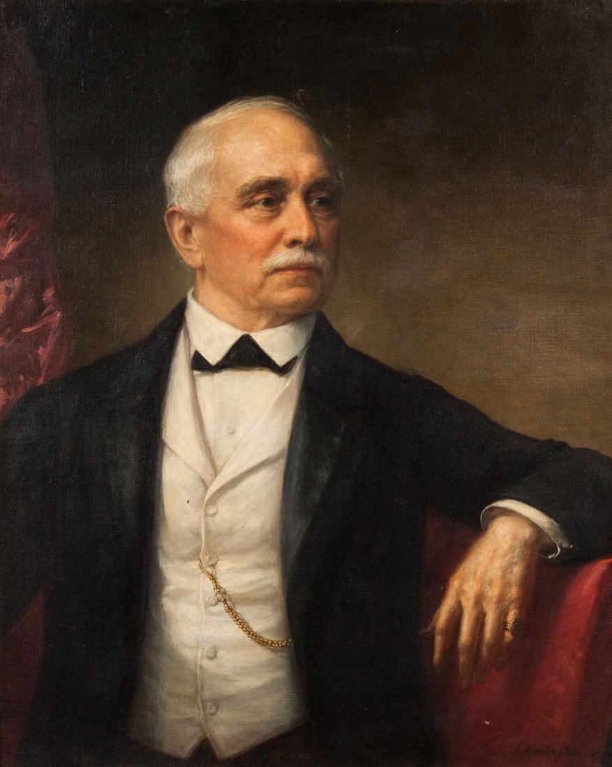 Daniel Huntington "James Sheldon," oil on canvas: (American, 1816-1906) "Portrait of James O. Sheldon," signed and dated "D. Huntington, 1899" lr, 36 x 29 in., framed._x000D_