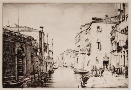 Herman Webster. Venetian Canal, etching: Herman Armour Webster (American, 1878-1970). signed "H.A. Webster" lr, 9 1/4 x 13 1/2 in., framed