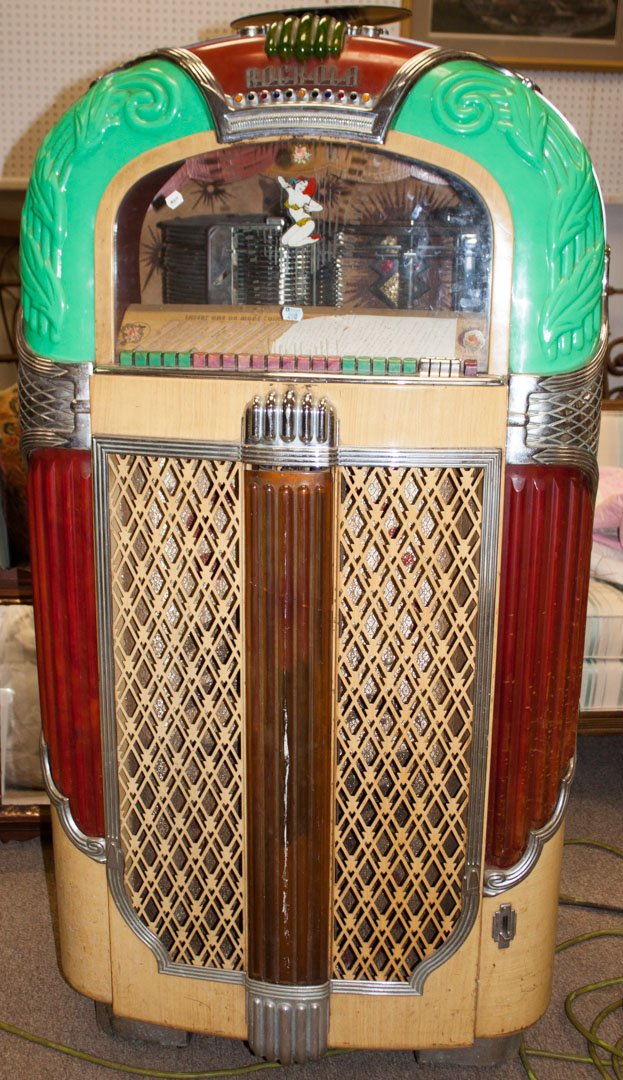 Rock-ola model 1428 jukebox: circa 1950; Series G and serial #109943, plays 10-in 78 rpm records
