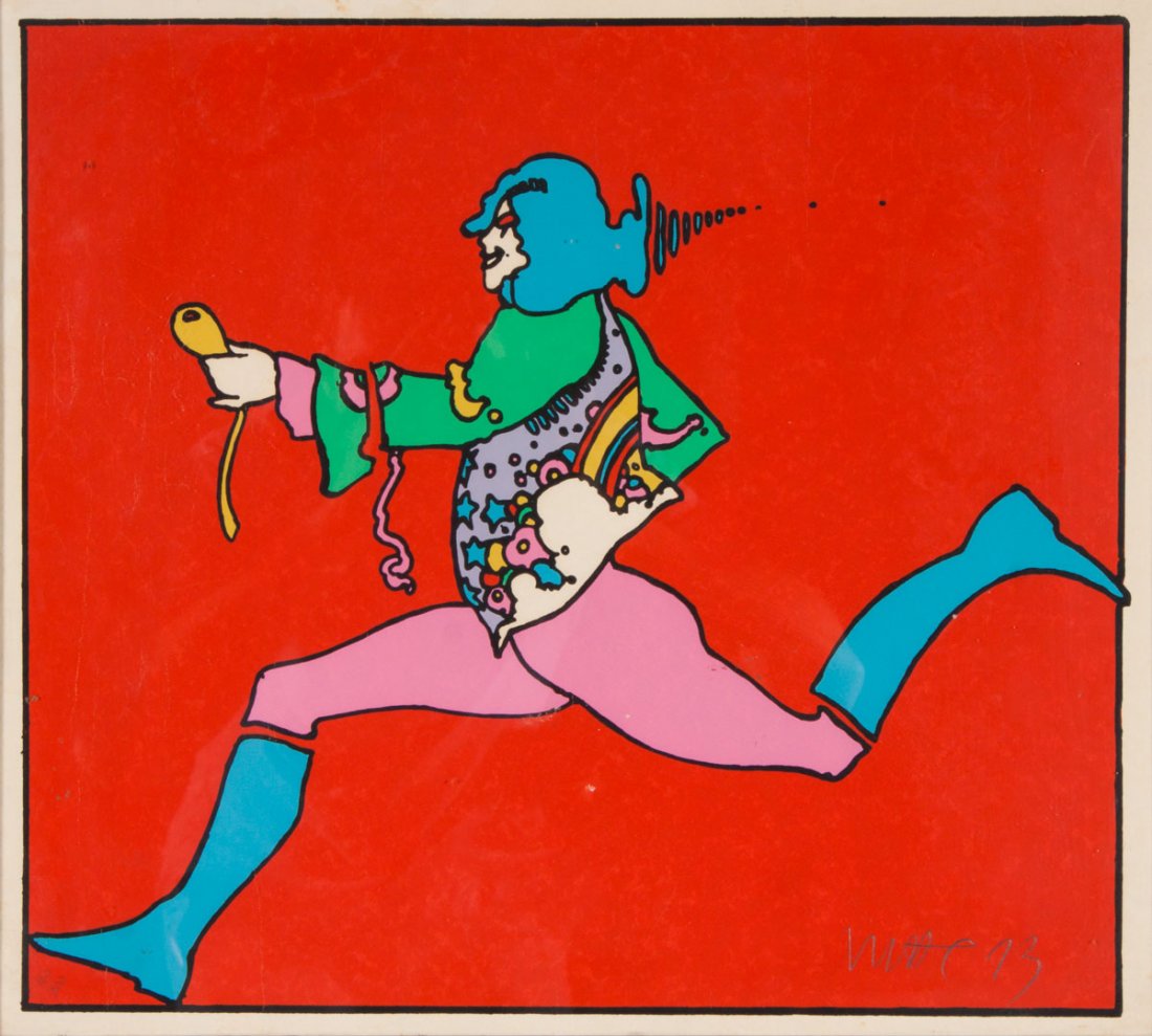 Peter Max "Atlantic Runner," color screenprint: (German/American, b. 1937). Ed.160/300, signed and dated "Max, '73" lr, 13 3/4 x 15 1/2 in., framed