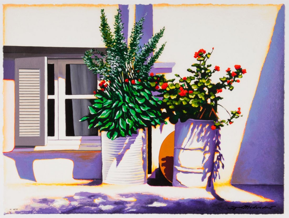 Igor Medvedev "Radiant Glow II," screenprint: (American, b. 1931). Color screenprint, ed. 44/99, signed "Igor Medvedev" lr, 24 x 32 1/2 in., framed