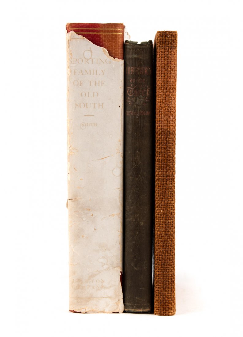 [Sporting] Three on the Southern United States: John B. Irving, The South Carolina Jockey Club (Charleston, SC: Russell and Jones, 1857) inscribed twice by Irving, original cloth binding; Horatio Bigelow, Flying Feathers, A Yankee's Hunting Experie