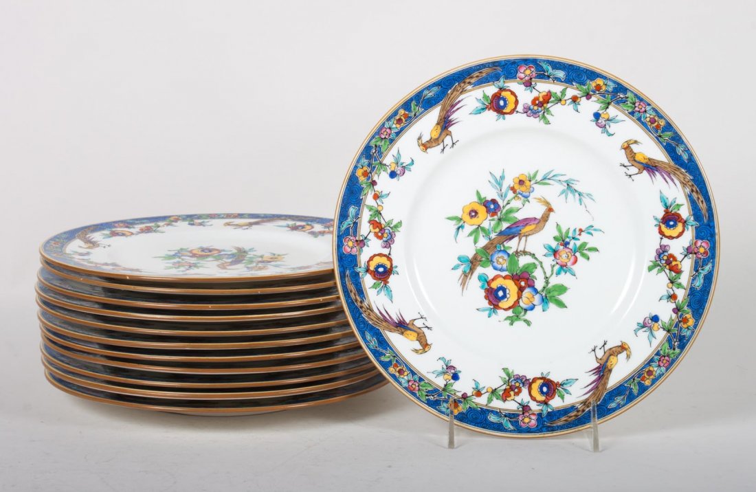 12 Minton china "Sinclair" cabinet plates: early 20th century, 10 1/4 in. Diam.