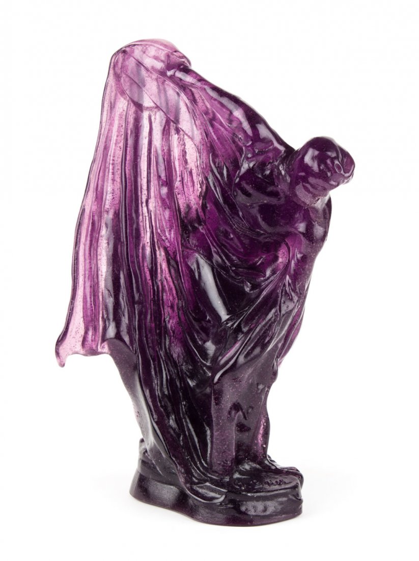 Olivier Brice. Discobole, pate-de-verre sculpture: Olivier Brice (French, 1933-1989). Amethyst pate-de-verre figure of classical discus thrower, impressed "Daum 79/150," signed "O. Brice," 13 1/2 in. H.