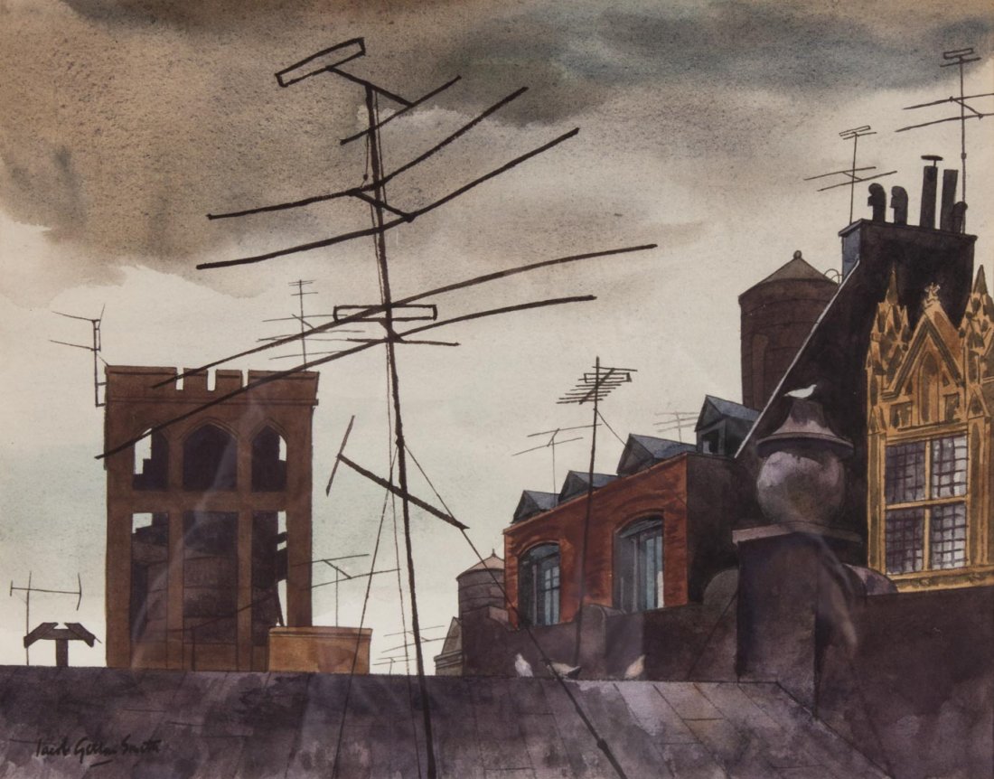 Jacob Getlar Smith "Age of Vision," watercolor: (American, 1898-1958). Watercolor on paper, signed "Jacob Getlar Smith" ll, signed, titled, and dated 1950 on verso, 11 1/2 x 14 1/2 in., framed
