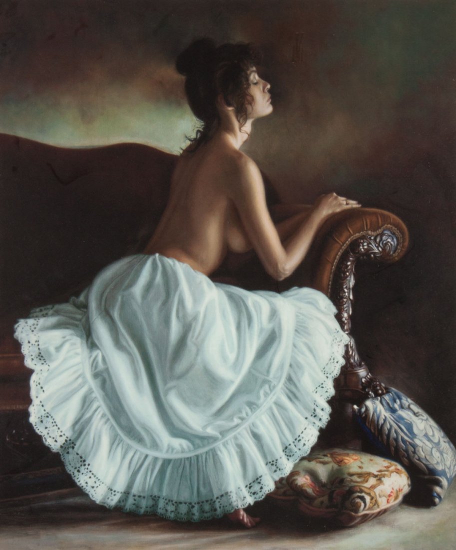 Douglas Hoffman "Slip", serigraph: (American, b.1945). Color Serigraph, signed "Douglas Hoffman" lr, numbered "AP 13/14" ll, image size: 28 x 15 in., framed.