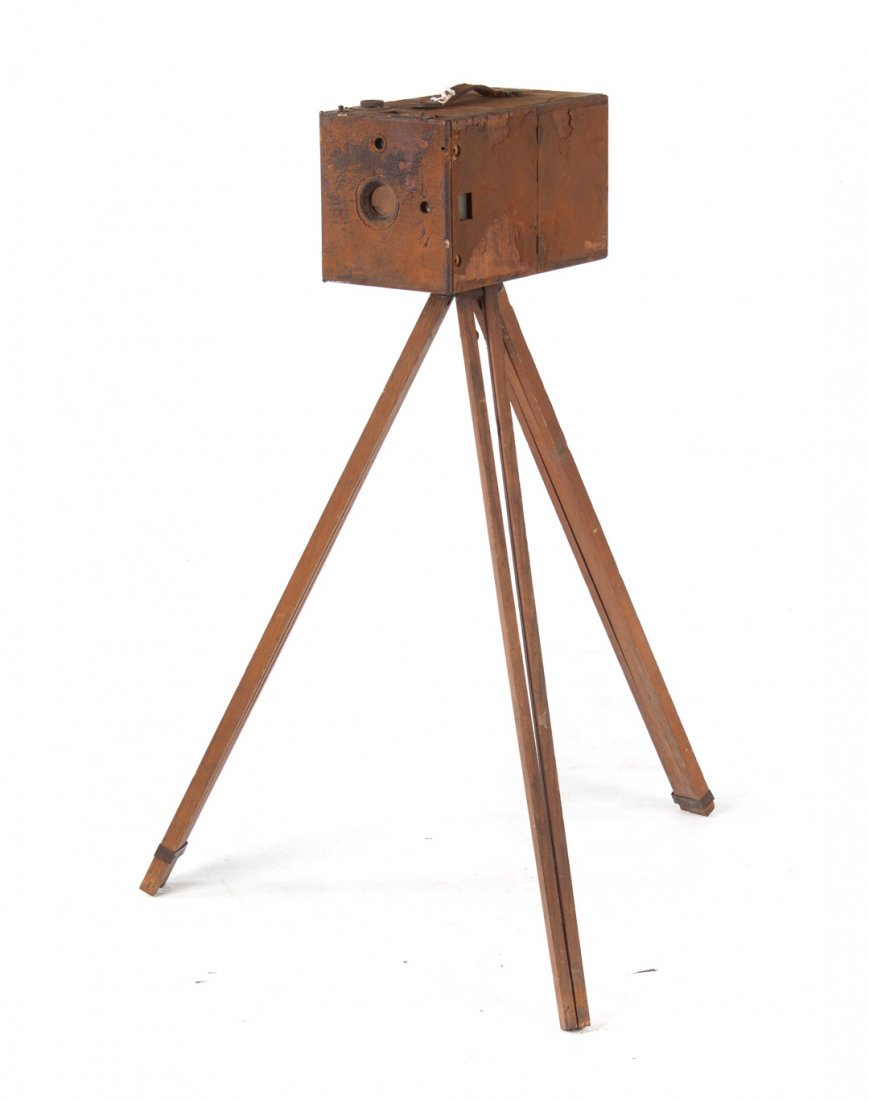 [Photography] Camera obscura and stand: American camera obscura used by American lithographer Edward Sachse, third quarter 19th century, with extending tripod stand