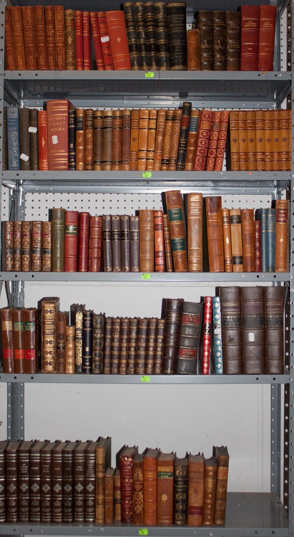 [Sets and Bindings] Scandinavian and other binding: group of about 120 volumes, many Swedish imprints, and most in decorative leather bindings