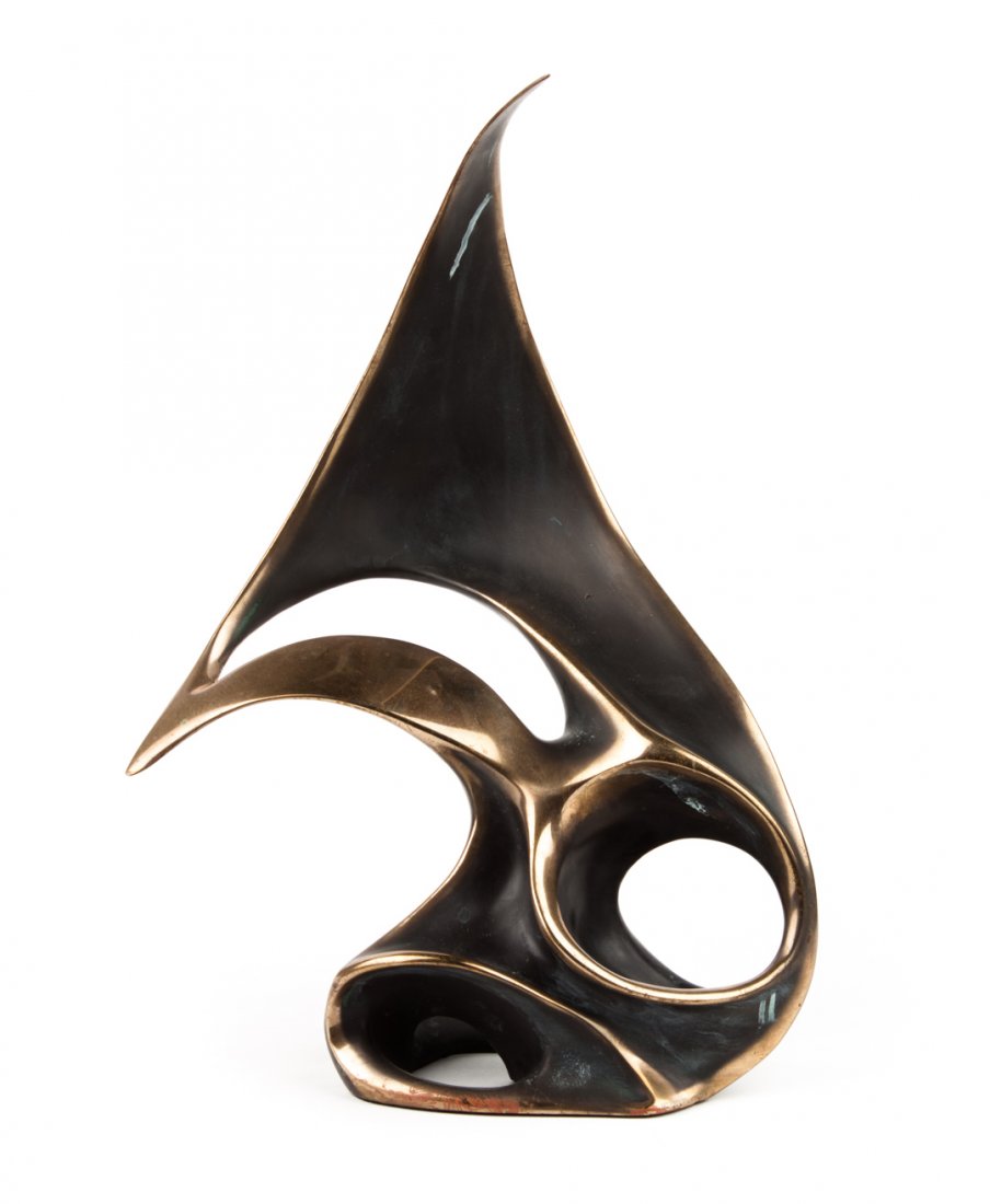 Robert Bennett. Abstract bronze form: (American, 1928-2003). Polished bronze abstract sculpture, "AP Bob Bennett '79," 16 in. H., 11 in. W.
