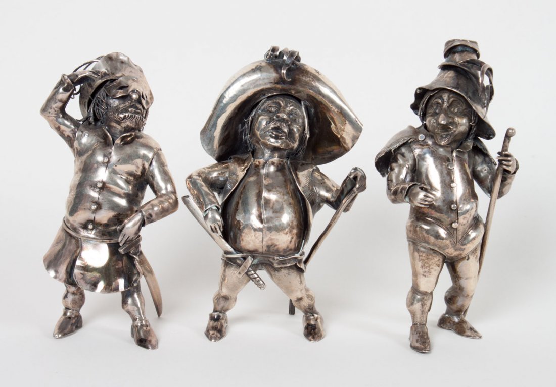 Three Buccellati silver masquerade figurines: each about 4 in. H., 8.65 ozt.