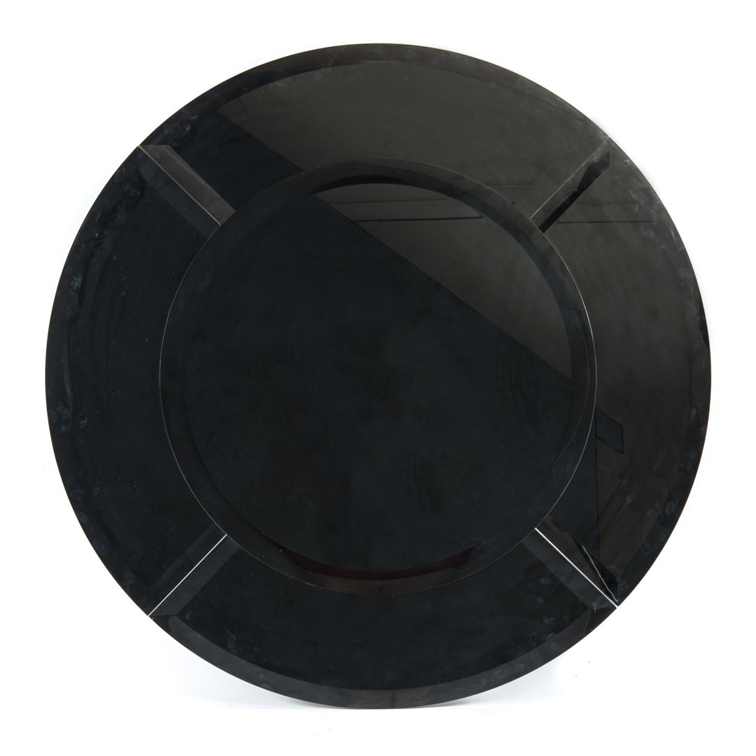 Karl Springer "Saturn" beveled glass mirror: circa 1980; 48 in. Diam.