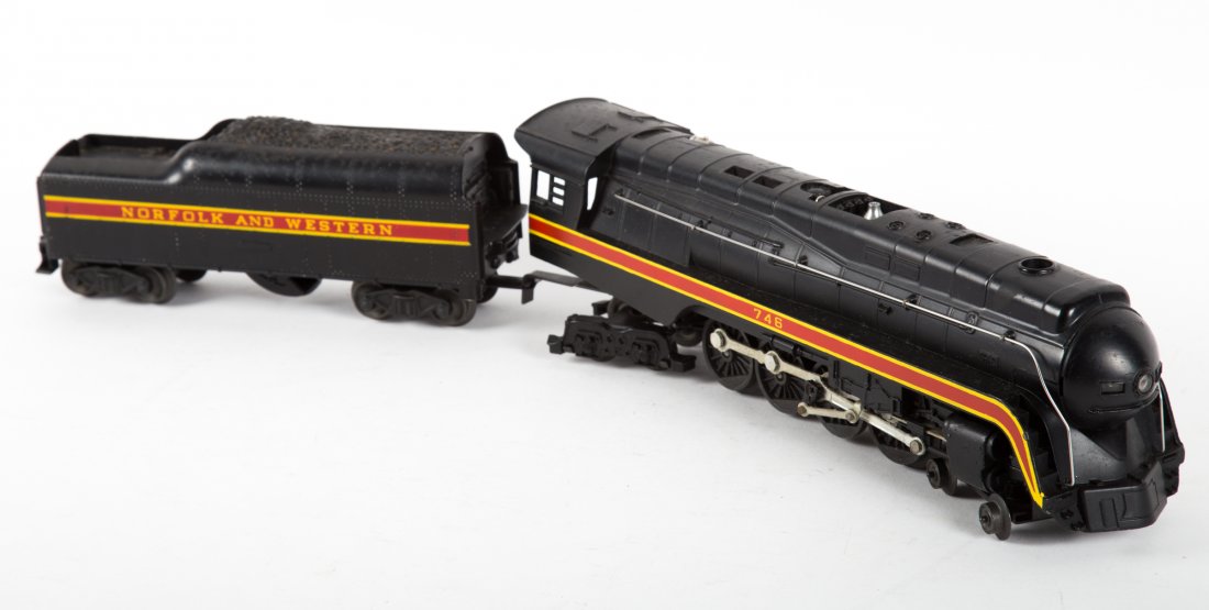 Lionel 746 J engine & long stripe tender: variation B., 1958 - 62