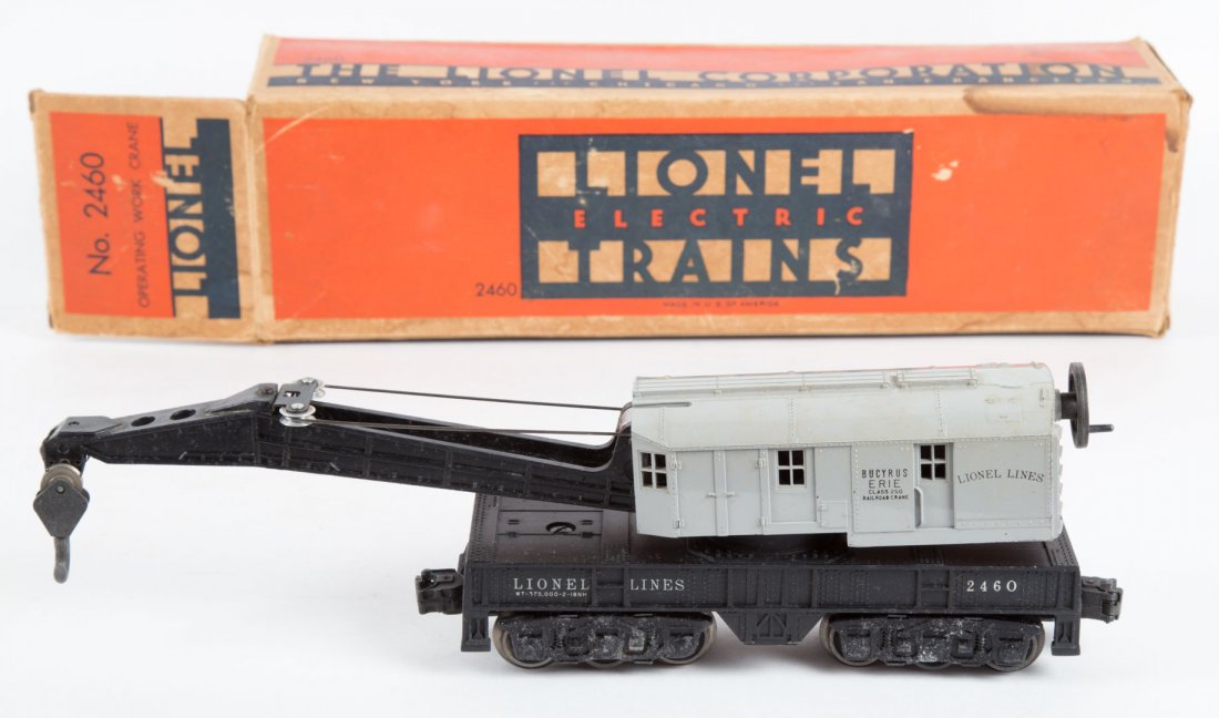 Lionel crane car 2460, with box: boxed post-war crane cr