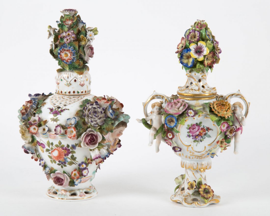 Two German porcelain potpourri urns (1 of 9)