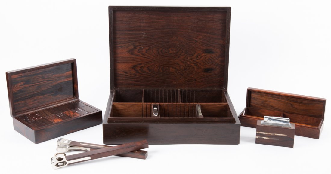 6 Klitgaard silver inlaid rosewood smoker's items (1 of 8)