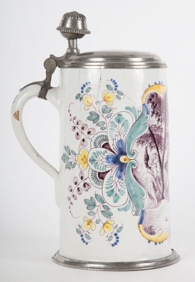 German pewter mounted faience stein (1 of 5)
