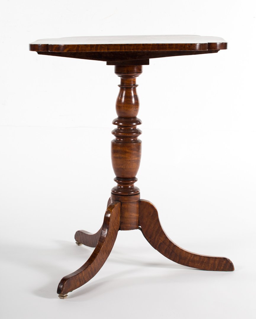Federal tiger maple tilt-top candlestand (1 of 2)