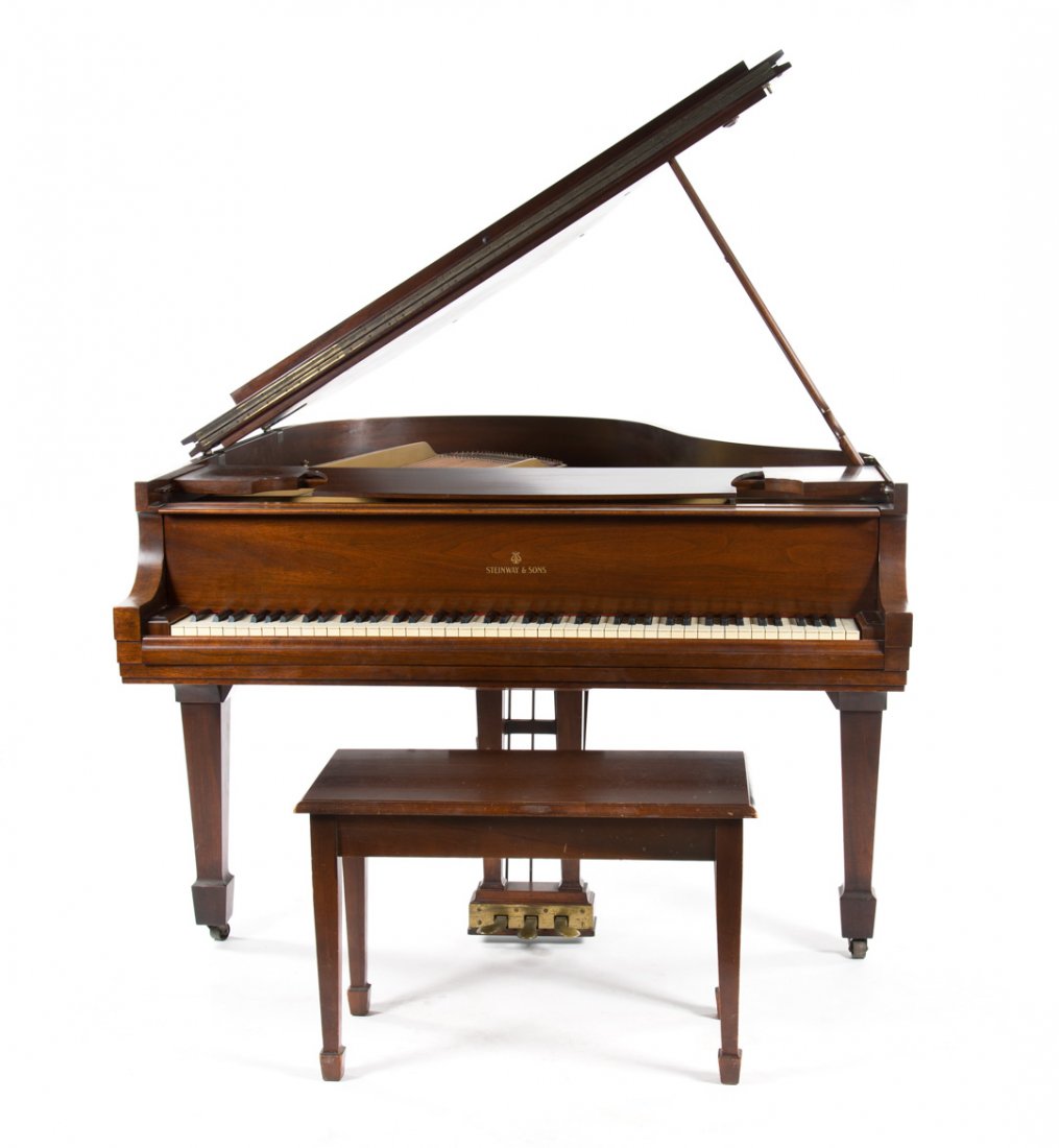 Steinway walnut cased baby grand piano & bench (1 of 9)