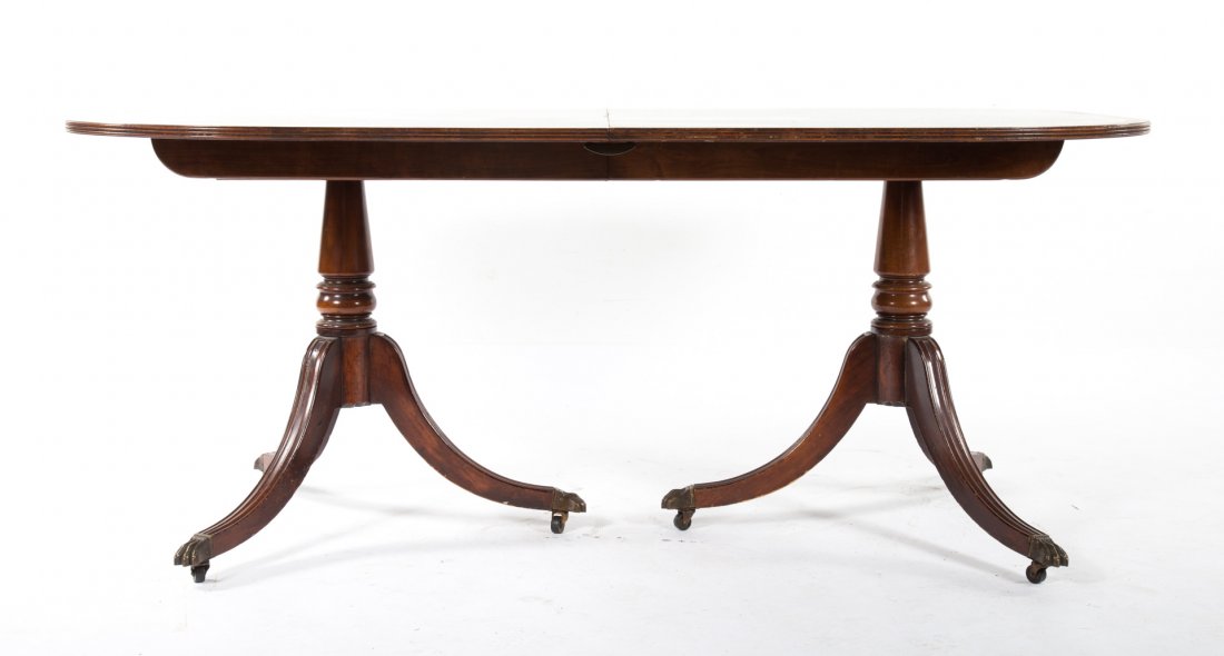 George III inlaid mahogany dining table (1 of 3)