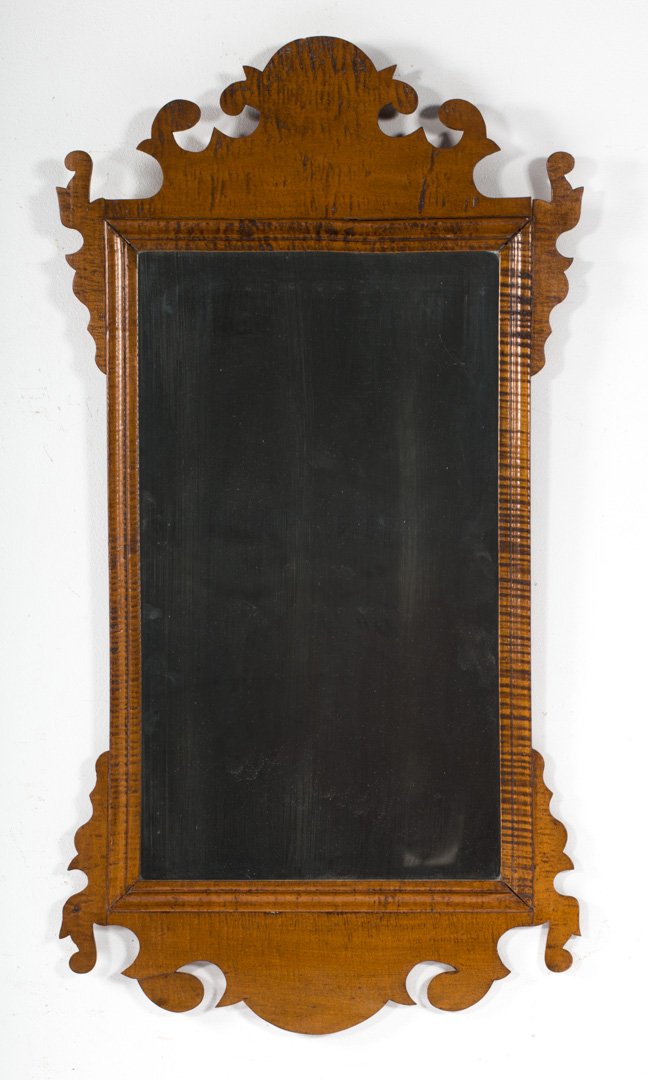 Chippendale style tiger maple looking glass (1 of 2)