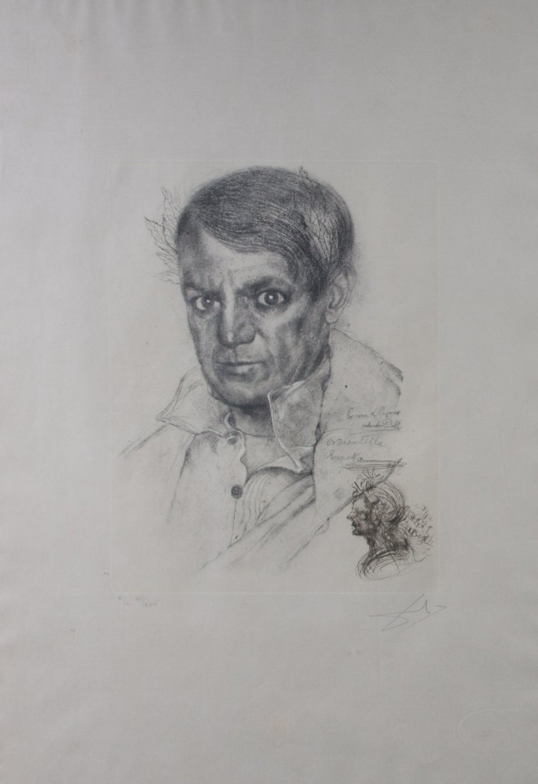 Salvador Dali. Portrait of Picasso, engraving (1 of 4)