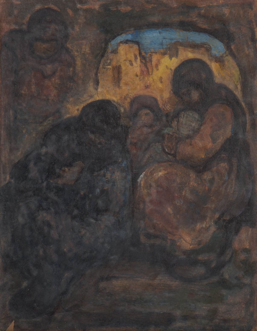 Eugene Higgins "Beggar Group," monotype on paper (1 of 4)