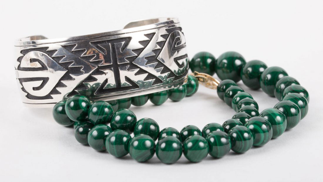 A Sterling Silver Cuff & Malachite Necklace (1 of 5)