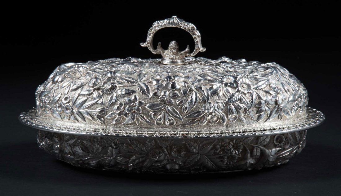 Kirk repousse sterling covered vegetable dish (1 of 6)
