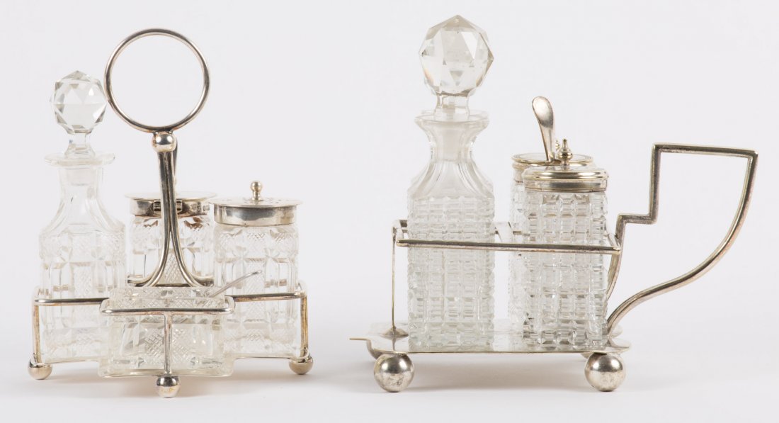 English sterling silver & cut glass condiment set (1 of 7)