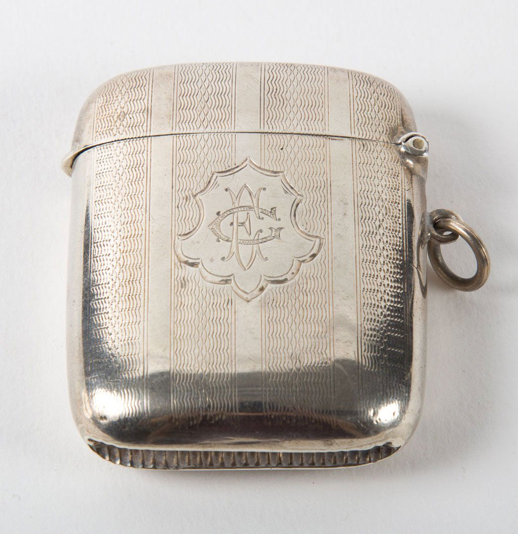 English guilloche sterling silver match safe (1 of 3)