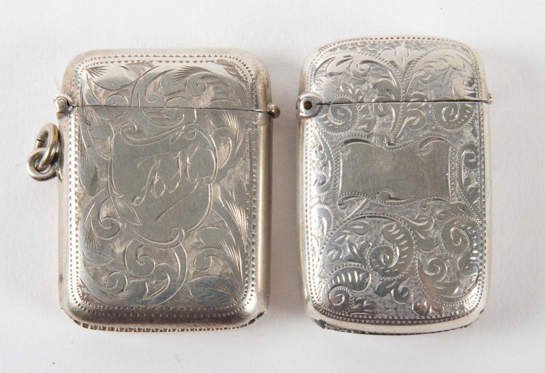 Two English engraved sterling silver match safes (1 of 4)