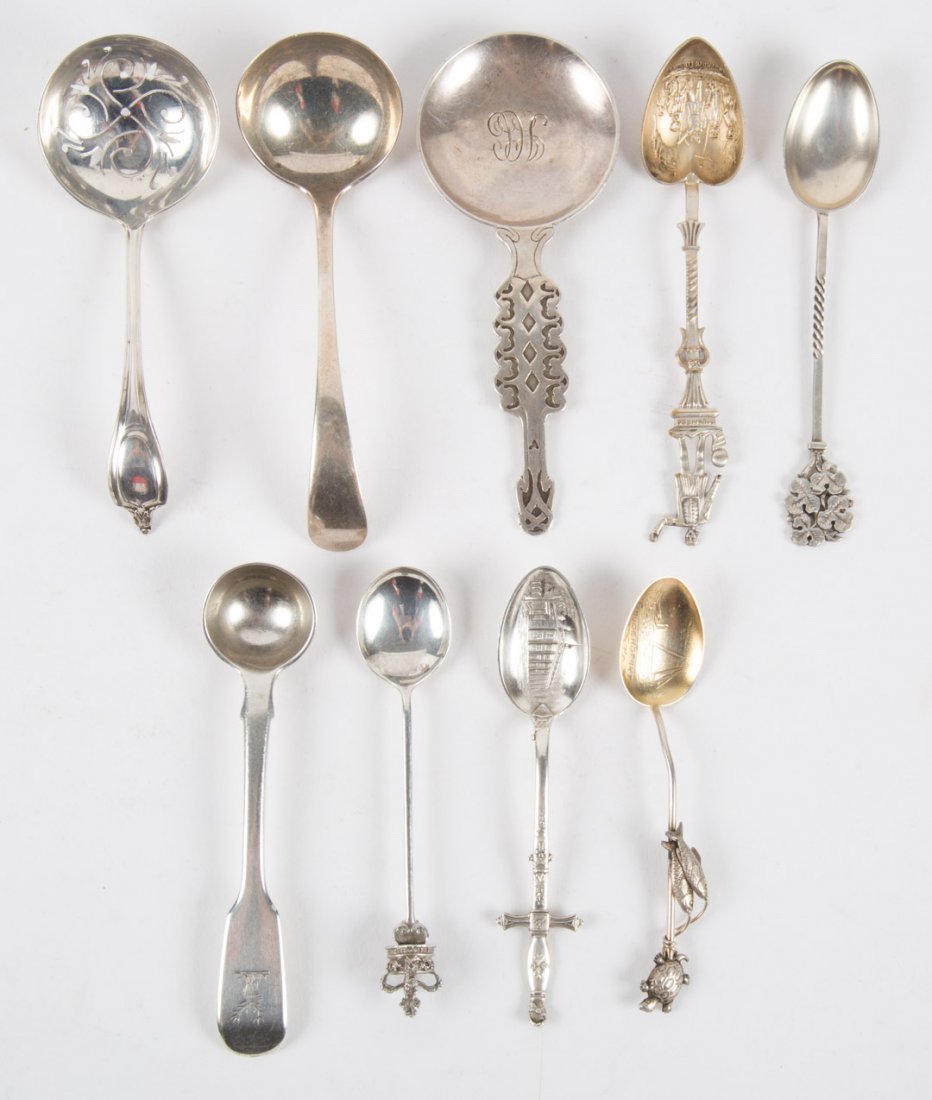 Assorted Continental and American silver spoons (1 of 7)