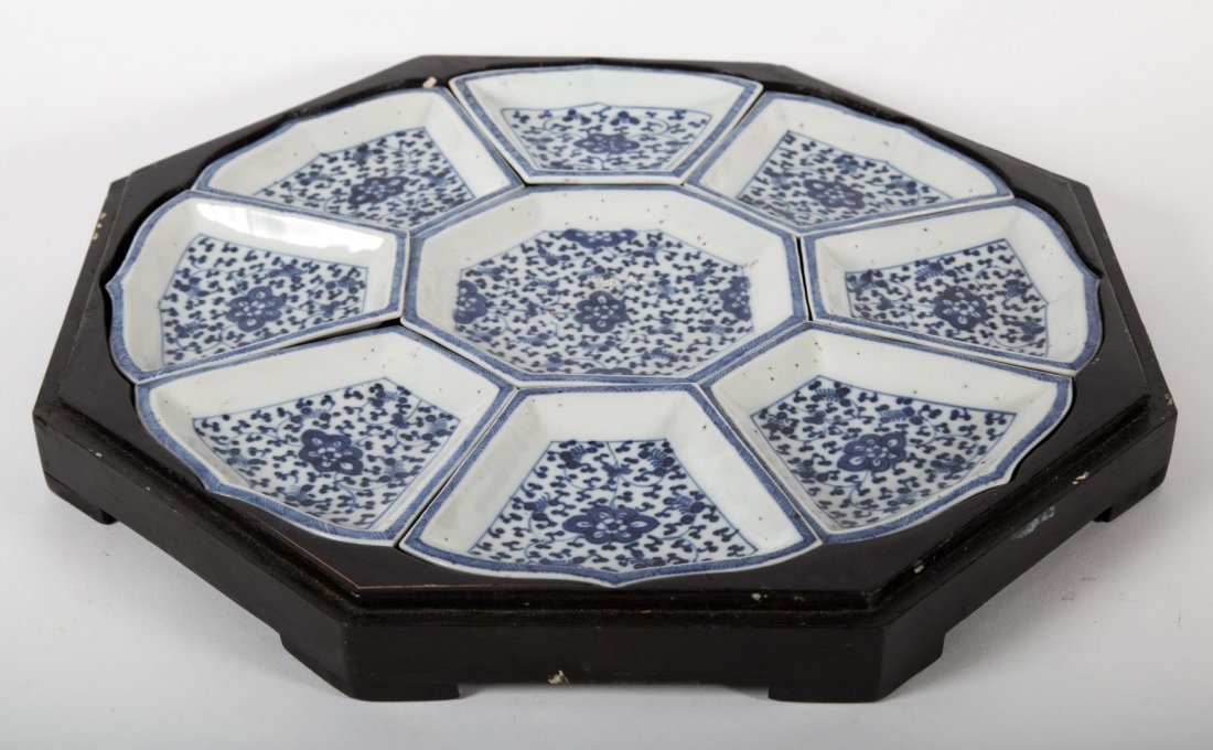 Chinese Export porcelain 9-piece condiment set (1 of 3)