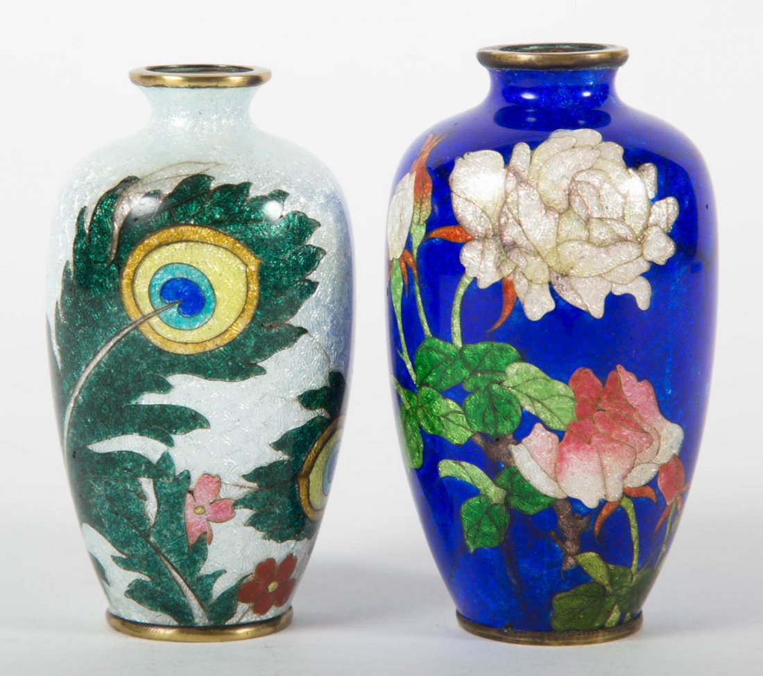Two Japanese Ginbari enamel vases (1 of 5)