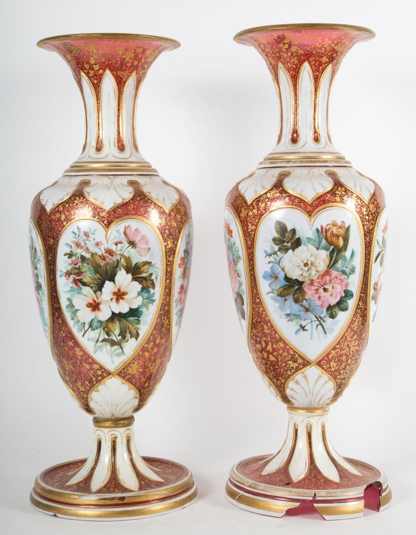 Pair of Bohemian cased enamel glass vases (1 of 5)