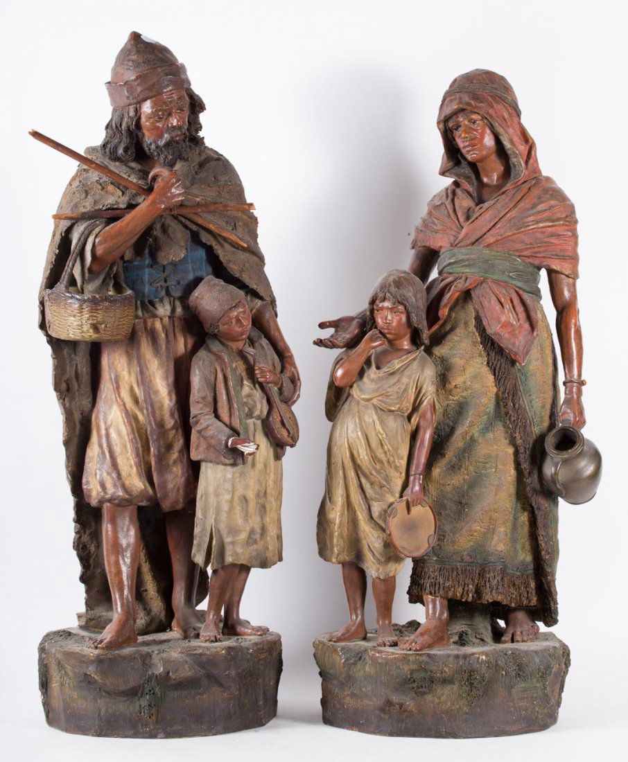 German painted plaster Arab family figures (1 of 6)