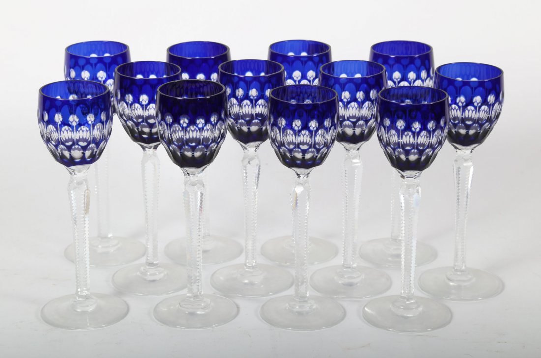 12 Czecho-Bohemian glass cordial stems (1 of 2)