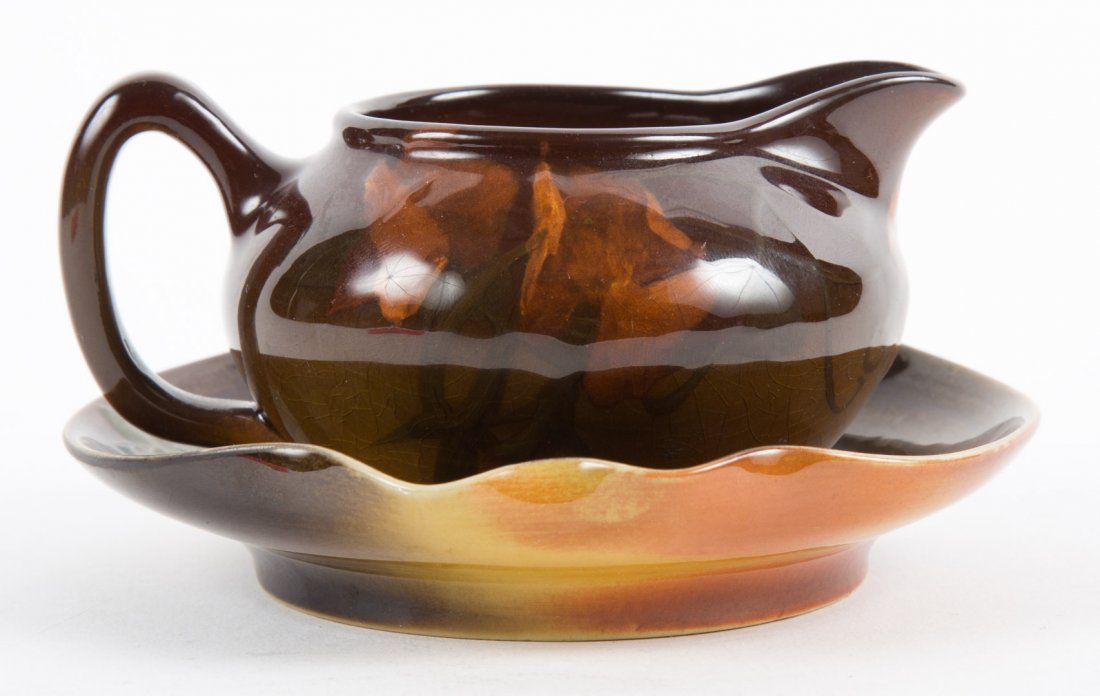 Rookwood matte glazed pottery cream jug & saucer (1 of 5)