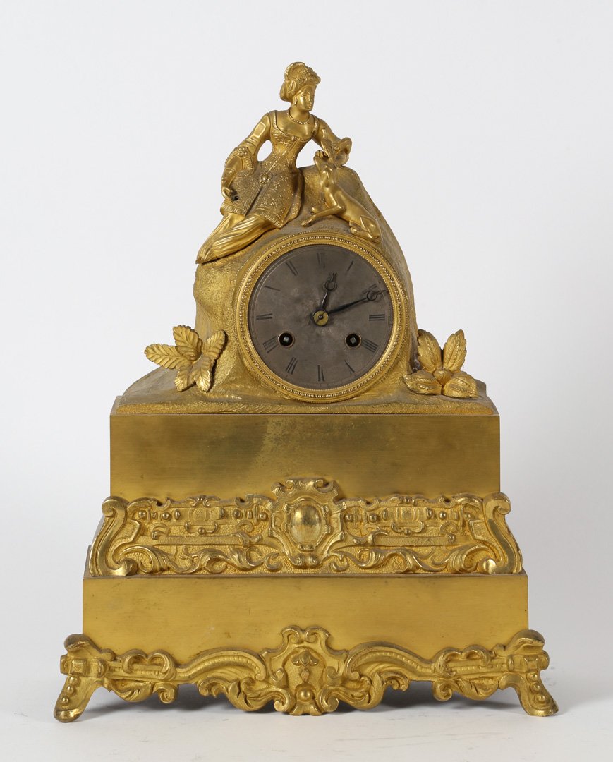 French Empire gilt-metal figural mantel clock (1 of 4)
