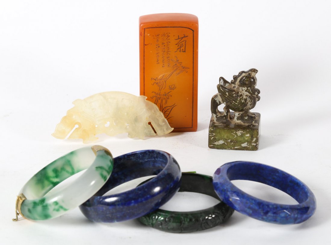 Seven Chinese carved jade/hardstone objects (1 of 5)
