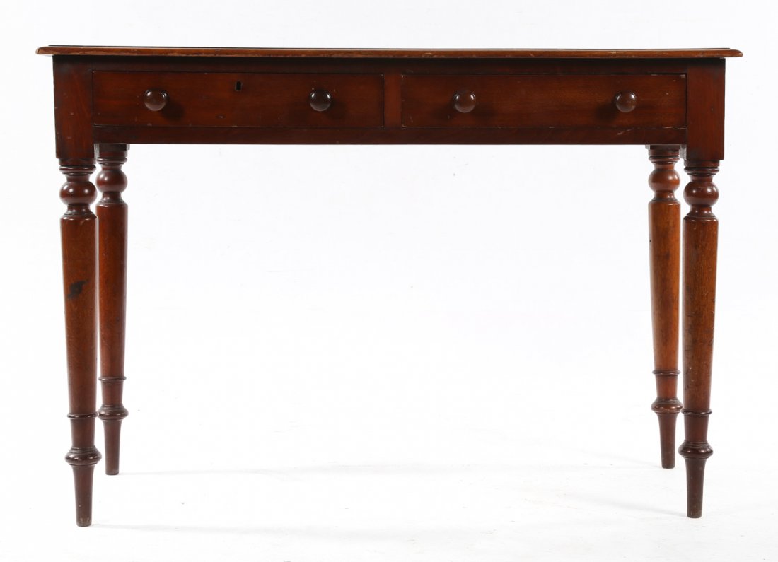 Victorian mahogany two-drawer writing desk (1 of 6)