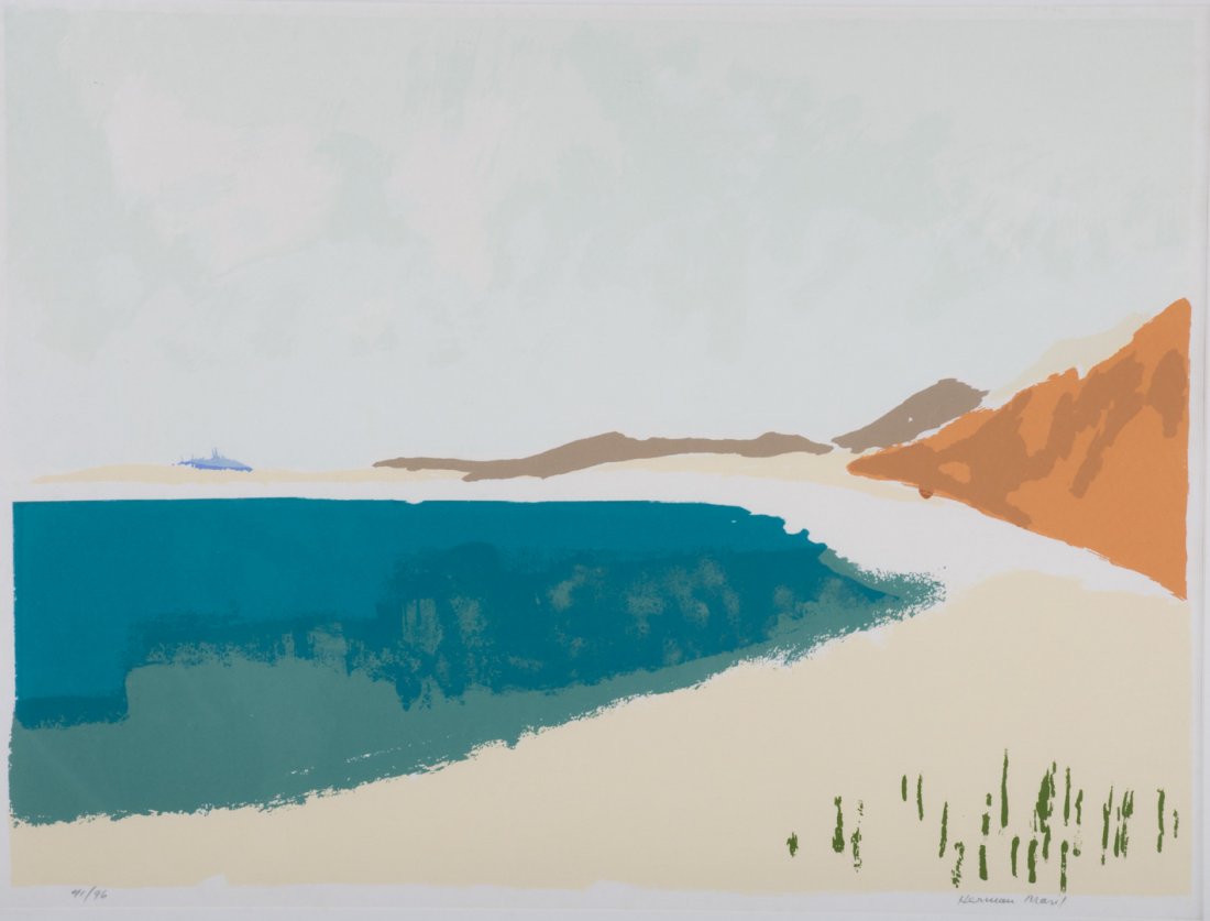 Herman Maril. "Inlet," serigraph: (American, 1908-1986). From the "Serigraphs of the Sea" series, ed. 41/96, signed "Herman Maril" lr, 22 x 29 1/2 in., framed