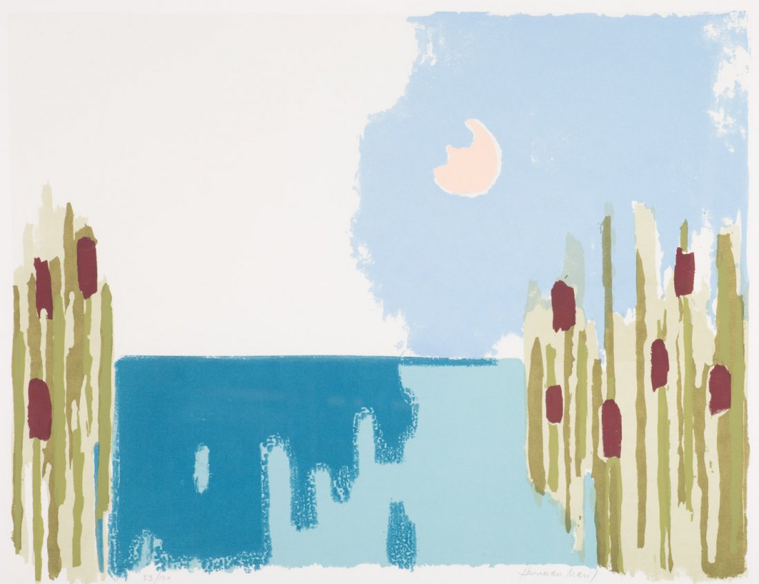 Herman Maril. "Cattails," serigraph: (American, 1908-1986). From the "Serigraphs of the Sea" series, ed. 33/100, signed "Herman Maril" lr, 18 x 23 3/4 in., framed
