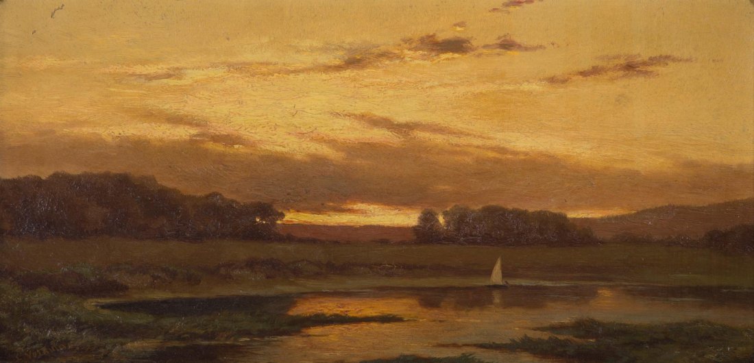 Charles Volkmar. Sunset Landscape, oil (1 of 4)