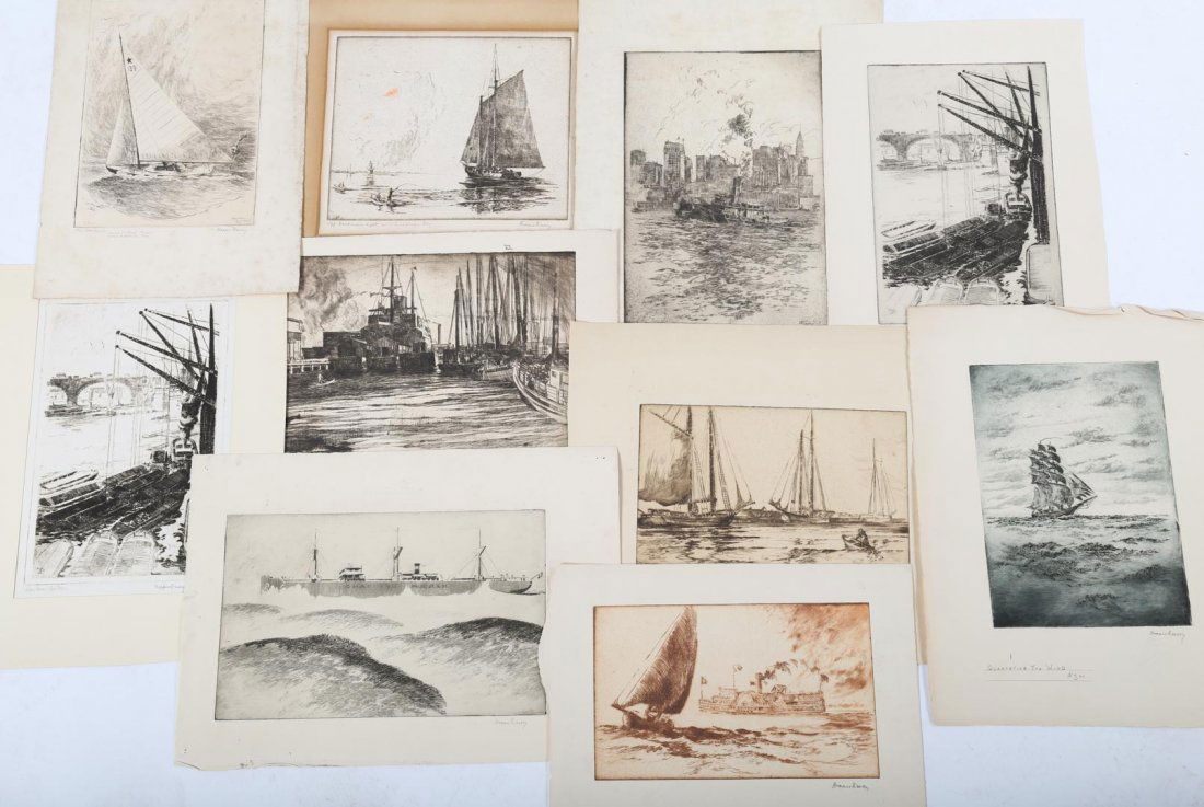Group of 10 Hopper Emory marine theme etchings (1 of 3)