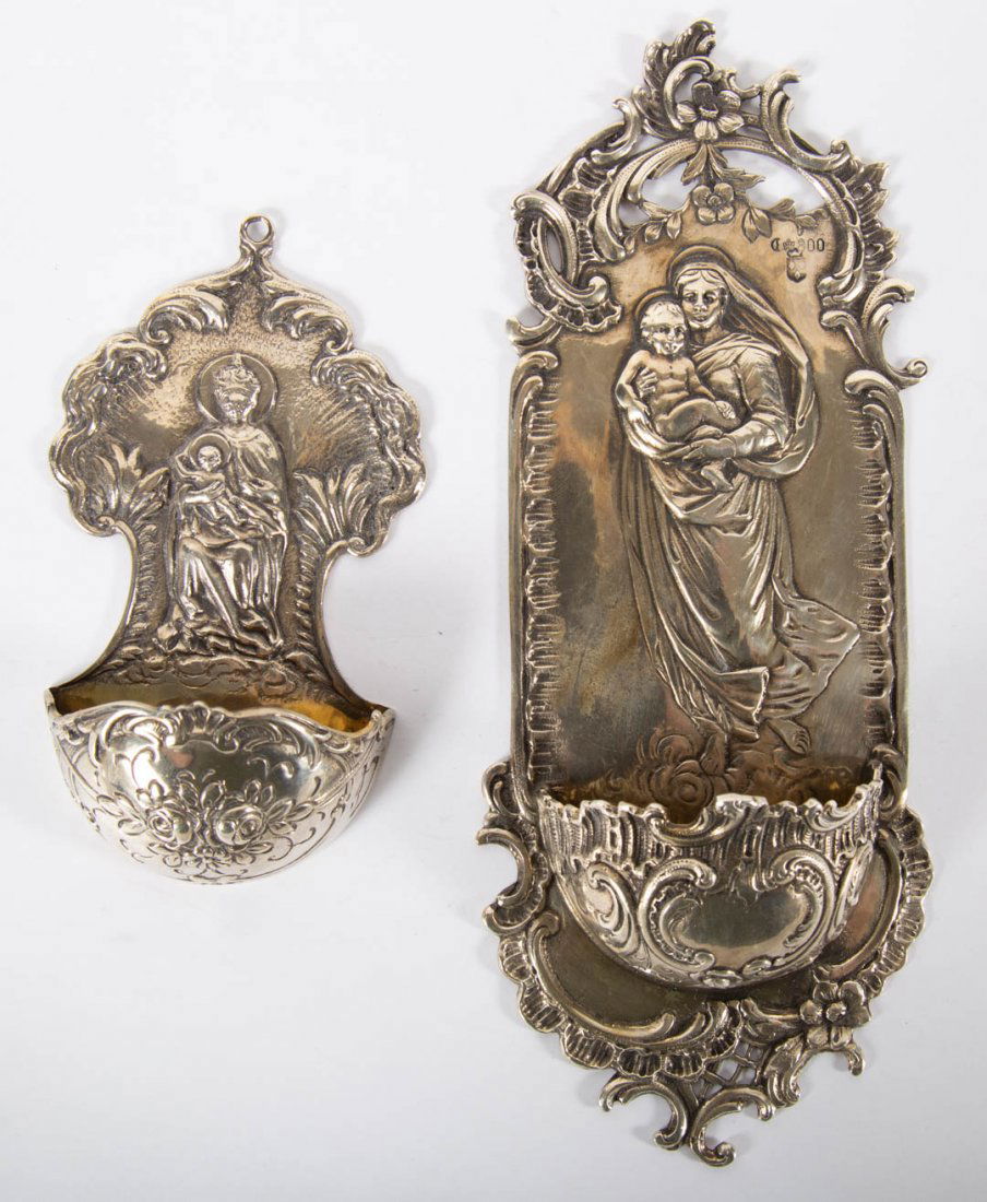 Two German silver holy water fonts (1 of 6)
