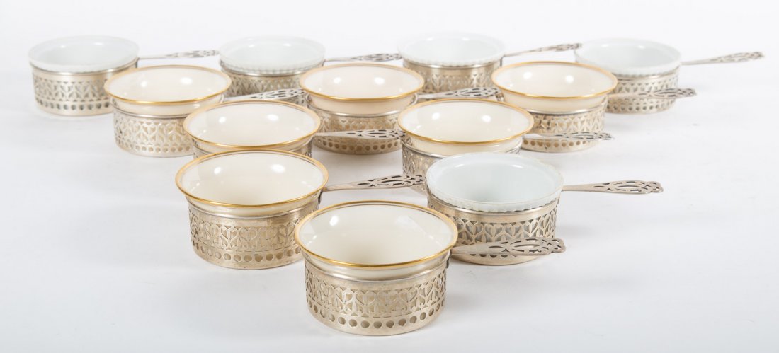 Twelve Gorham sterling silver custard cup holders (1 of 7)